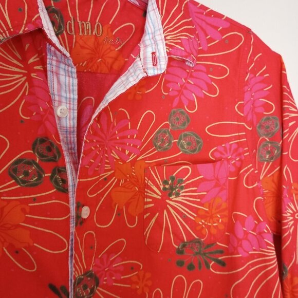 DMO Baby Red Tropical Floral Boys Button Front Shirt - Picture 7 of 9